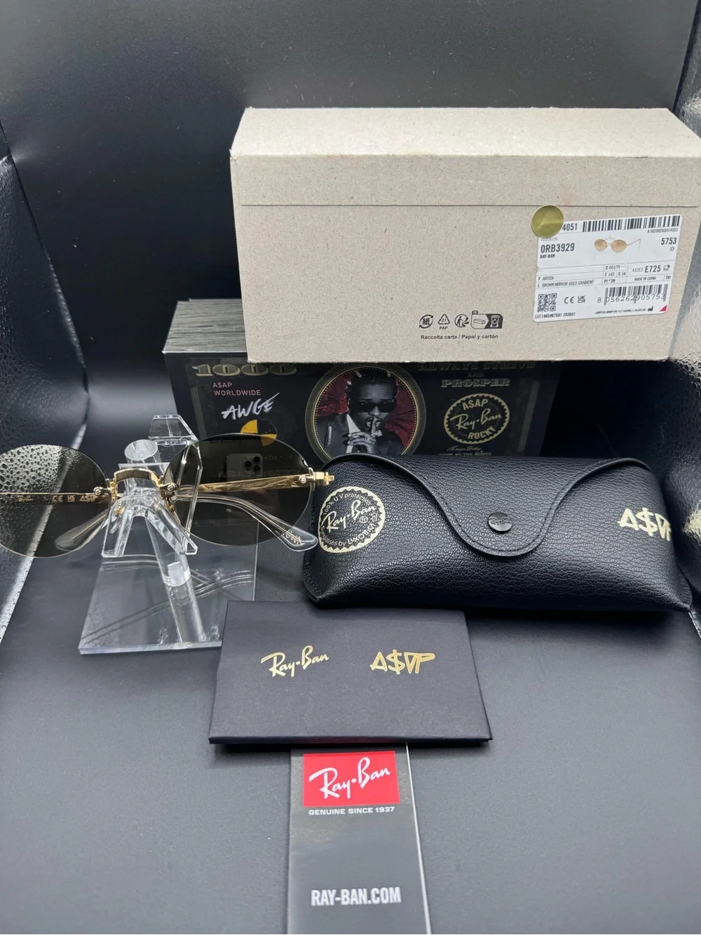 Ray-Ban Gold Frame Sunglasses with Brown Lenses and Gold Accents